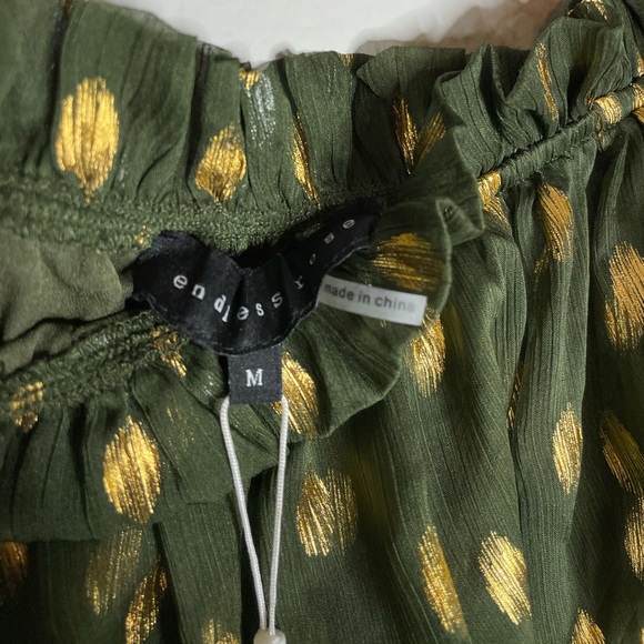 NEW Endless Rose Chiffon Gold Polka Dot Romper M - Picture 4 of 7